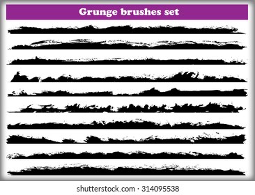Grunge brush strokes.Grunge edges,borders.Vector design elements.