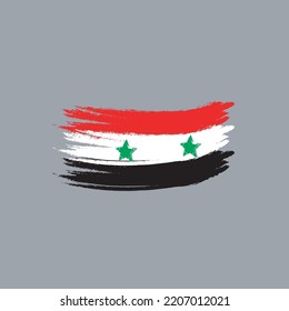 Grunge brush of Syria flag on light black background. Creative glitter sparkle brush paint vector illustration ESP 08