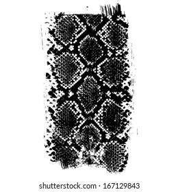 grunge brush texture with snake skin on white background. Hand drawn. Fashionable print for textile, fabric, accessories or cover