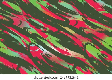 Grunge brush trace seamless pattern. Stripes textured ornament with brush strokes on gradient background. Textured with twirls and curly lines.