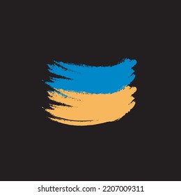 Grunge brush of Ukraine flag on shiny black background. Creative glitter sparkle brush paint vector illustration ESP 08