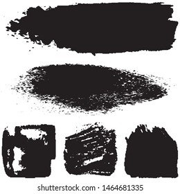 Grunge brush vector. Abstract black spots on white background. Set of paint strokes. Ink blots