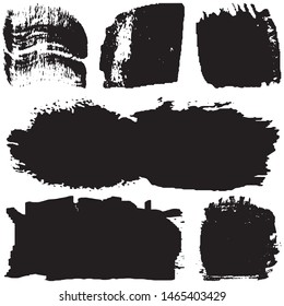 Grunge brush vector. Abstract black spots on white background. Set of paint strokes. Ink blots