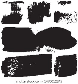 Grunge brush vector. Abstract black spots on white background. Set of paint strokes. Ink blots
