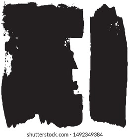 Grunge brush vector. Abstract black spots on white background. Set of paint strokes. Ink blots