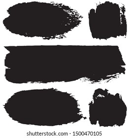 Grunge brush vector. Abstract black spots on white background. Set of paint strokes. Ink blots