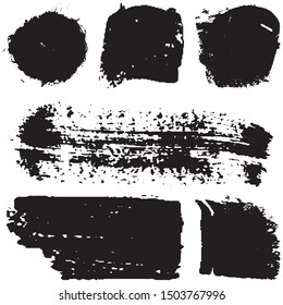 Grunge brush vector. Abstract black spots on white background. Set of paint strokes. Ink blots