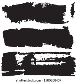 Grunge brush vector. Abstract black spots on white background. Set of paint strokes. Ink blots