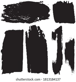 Grunge brush vector. Abstract black spots on white background. Set of paint strokes. Ink blots