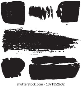 Grunge vector de pincel. Resumen de puntos negros sobre fondo blanco. Un conjunto de trazos de pintura. Bloques de tinta