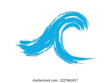 Grunge Brush Wave. Abstract Surfing Icon.Grunge Wave Logo.