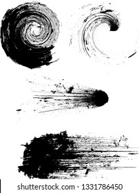 Grunge Brushes. Abstract Grunge Vector Elements for Design  . ink curved line 