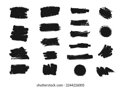 Grunge brushes black collection, texture print set. Illustration brush grunge of set, texture black ink of collection vector