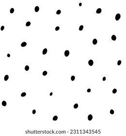 Pinceles gruesos. Vector de patrones de puntos negros sobre fondo blanco. Patrón para papeles pintados, postales y telas.