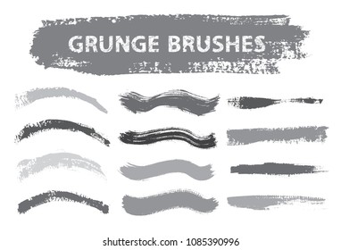 Grunge brushes.Set of dirty brush strokes. Artistic design elements.