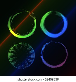 Grunge brushes line circle, vector illustration