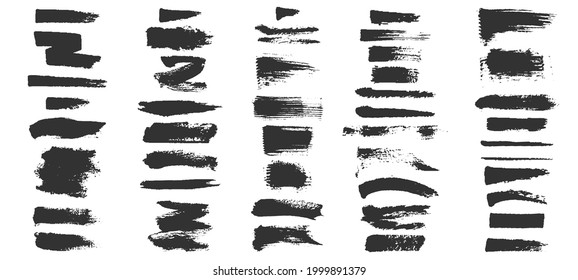 Grunge brushes. Paintbrush sketch strokes, black splash distress texture and paint daub. Rough ink stain and calligraphy element vector set. Illustration sketch grungy shape, artistic splash textured