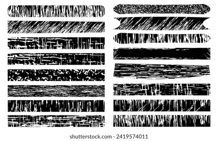 Grunge Brushes, Set Of Grunge Black Paint, Ink Brush Strokes, Set Of Brush Strokes, Spots, Sprays, Splatters, Stains, Banners Isolated On White Background, High Quality Manually Traced, Drops Blots.