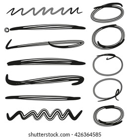 grunge brushes, underlines and circle markers for highlighting text