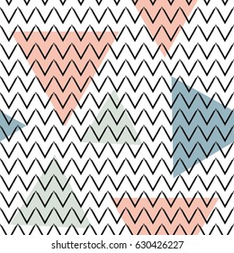 Grunge brushes wavy diagonal seamless pattern Triangles