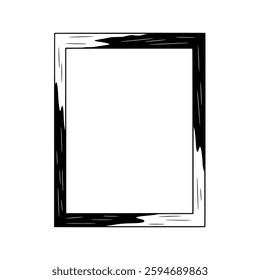 Grunge Brushstroke Frame - High-Quality Black and White Vector Illustration Featuring a Rough, Artistic, and Textured Border for Posters, Flyers, and Digital Artwork
