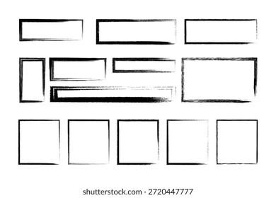 Grunge Brushstroke Marcos Colección Distressed Dibujado a mano Rectangular y bordes cuadrados 