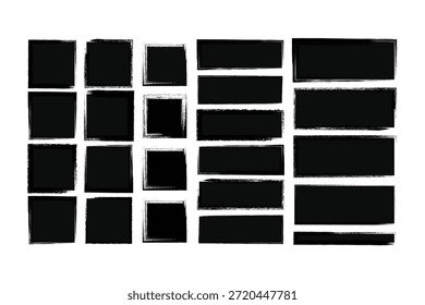 Grunge Brushstroke Marcos Colección Distressed Dibujado a mano Rectangular y bordes cuadrados 