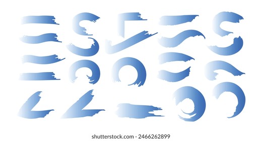 Grunge brushstroke gradient series.. Blue gradient paintbrush vector. Isolated object on white background.