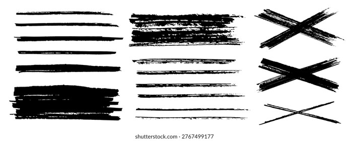 Grunge brushstroke material for headings and highlights. Rough handwritten texture. Monochrome background.