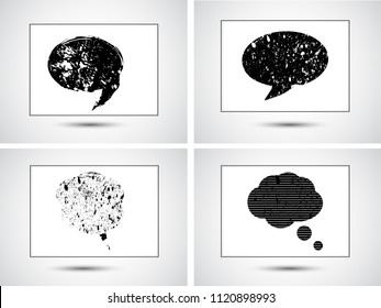 Grunge Bubble Speech Icon isolated on transparent background. Comic Pop art Cloud. Vector Illustration.