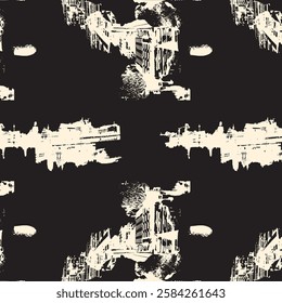 grunge building vector town pattern seamless landscape silhouette paint effect