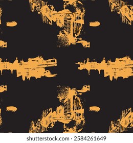 grunge building vector town pattern seamless landscape silhouette paint effect