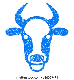 Grunge Bull Ring rubber seal stamp watermark. Icon symbol with grunge design and dirty texture. Unclean vector blue sign.