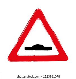 Grunge bumpy road sign vector.