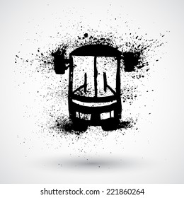Grunge bus icon