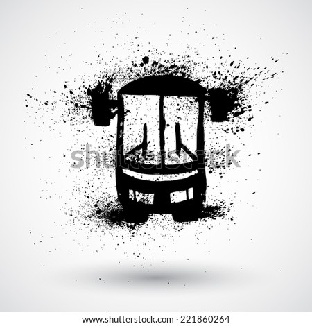 Grunge bus icon