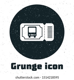 Grunge Bus ticket icon isolated on white background. Public transport ticket.  Vector Illustration