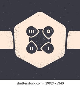 Grunge Business presentation infographic element icon isolated on grey background. Monochrome vintage drawing. Vector