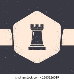 Grunge Business strategy icon isolated on grey background. Chess symbol. Game, management, finance. Monochrome vintage drawing. Vector Illustration