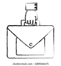 grunge businessman hand with elegant briefcase object