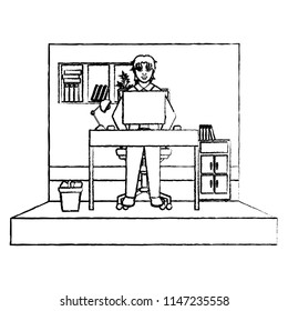 grunge businessman manager office with file cabinet