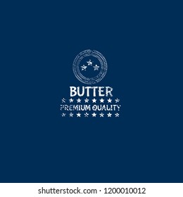 grunge butter vector logo badge. butter premium quality package label. vintage stamp