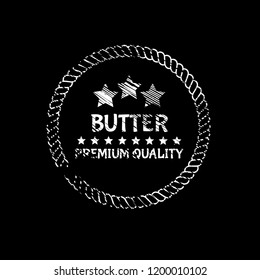 grunge butter vector logo badge. butter premium quality package label. vintage stamp