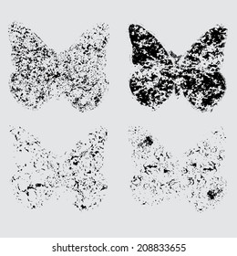 Grunge butterflies. Decorative elements. Vector.