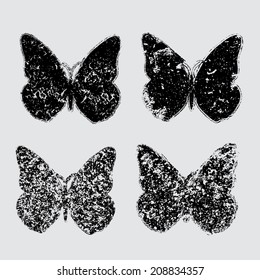 Grunge butterflies. Decorative elements. Vector.