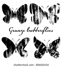 Grunge butterflies; vector set