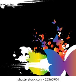 Grunge butterfly design with text space