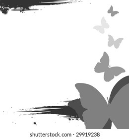Grunge butterfly design with text space with splatters and drips