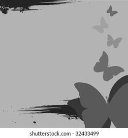Grunge butterfly design with text space with splatters and drips