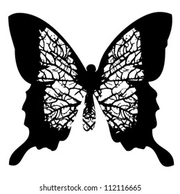 Grunge butterfly vector silhouette